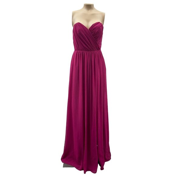 Y2K Strapless Fuchsia Pink Chiffon Gown Sweetheart Neckline Jim Hjelm Occasion 4 - Picture 1 of 10